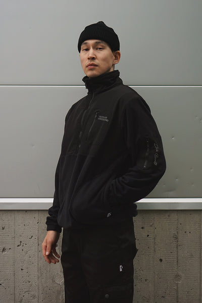 【COSYHARU】Venta black mink fur polar zip-up Quarter_Zip_Black_Hada_02_gran