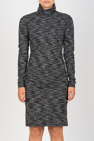Grey Melange Turtleneck Dress