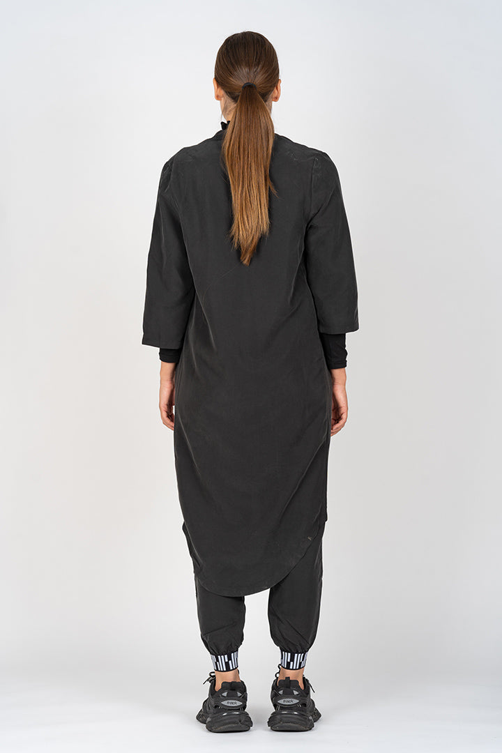 No Stretch Long Open Cardigan (Black)