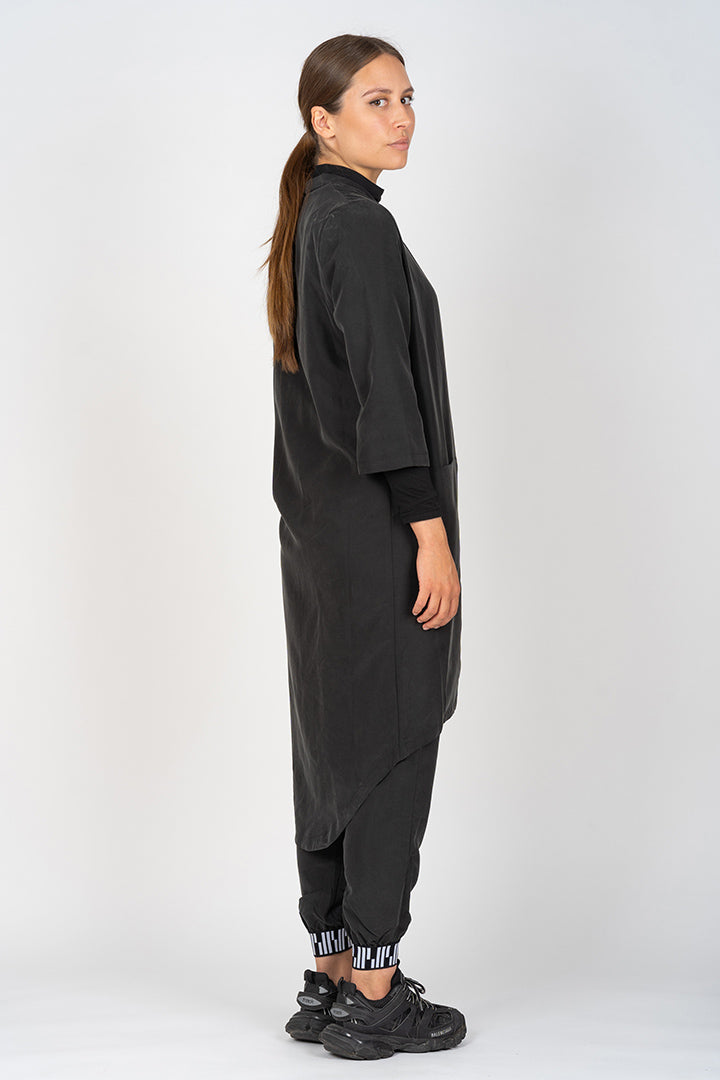 No Stretch Long Open Cardigan (Black)