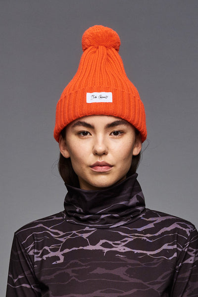 Orange Pom Pom Beanie