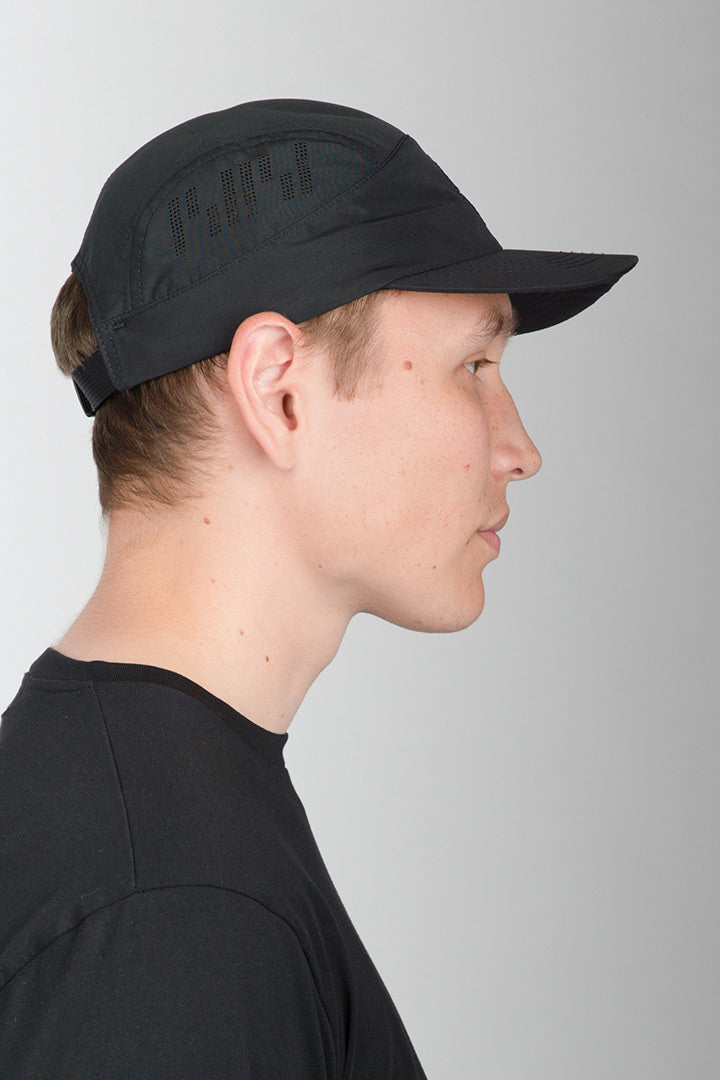 Black Speed 5-Panel Nylon Cap