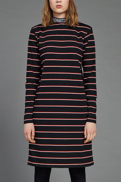 BIBI Rib Turtleneck Dress in nice striped jersey rib fabric by BIBI CHEMNITZ