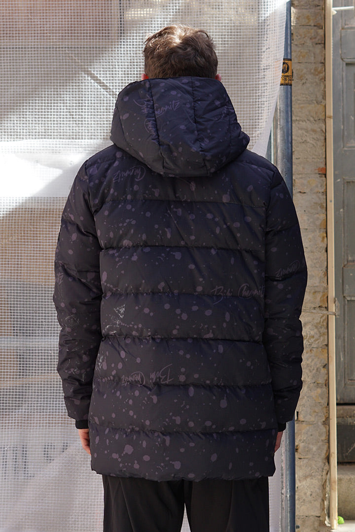 Dark Spray Long  Down Jacket