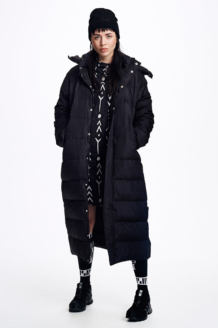 Extra Long Black Down Jacket