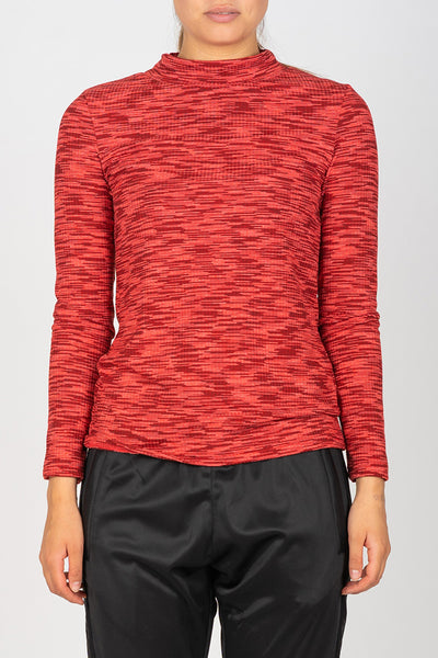 Red Melange Rib Blouse