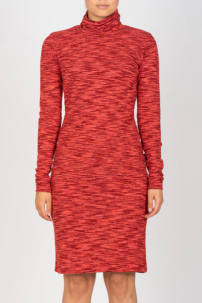 Red Melange Turtleneck Dress
