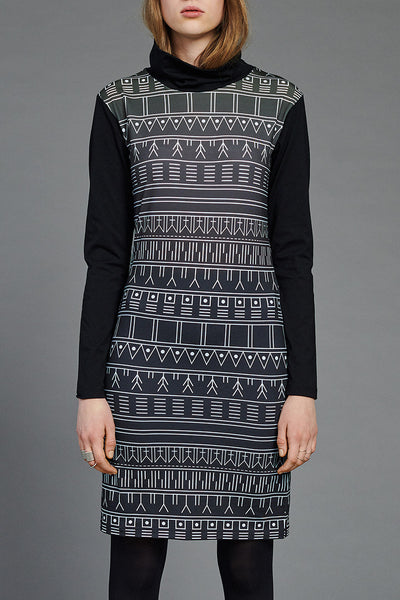 Green Inuit Tattoo Turtleneck Dress