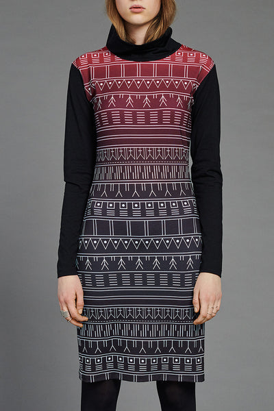 Red Inuit Tattoo Turtleneck Dress by BIBI CHEMNITZ. Price 650 DKK = 87€